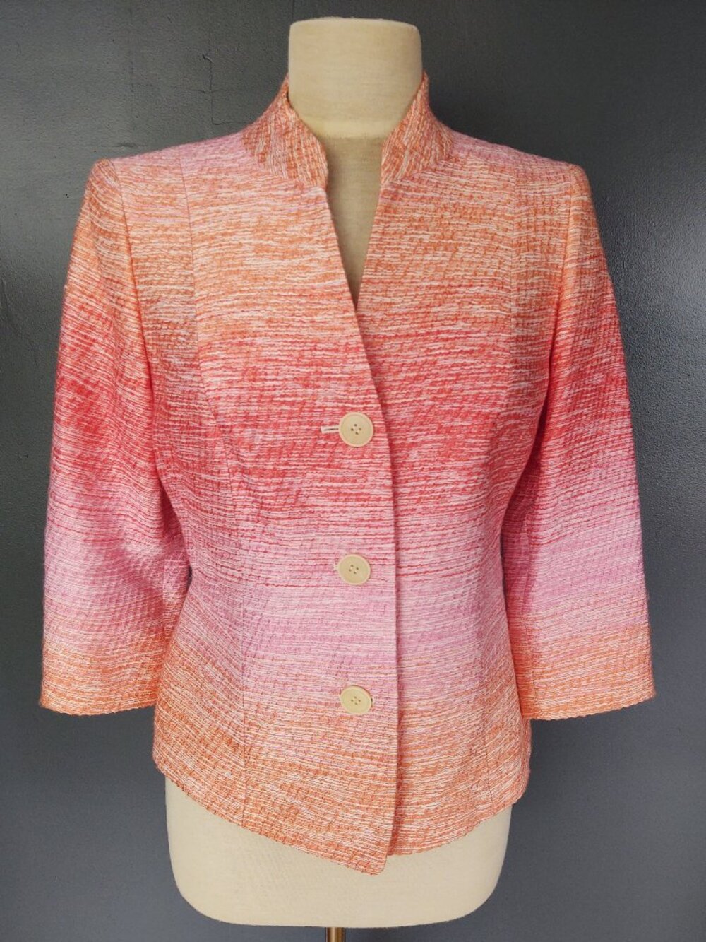 Pink and orange ombre 3/4 sleeve jacket